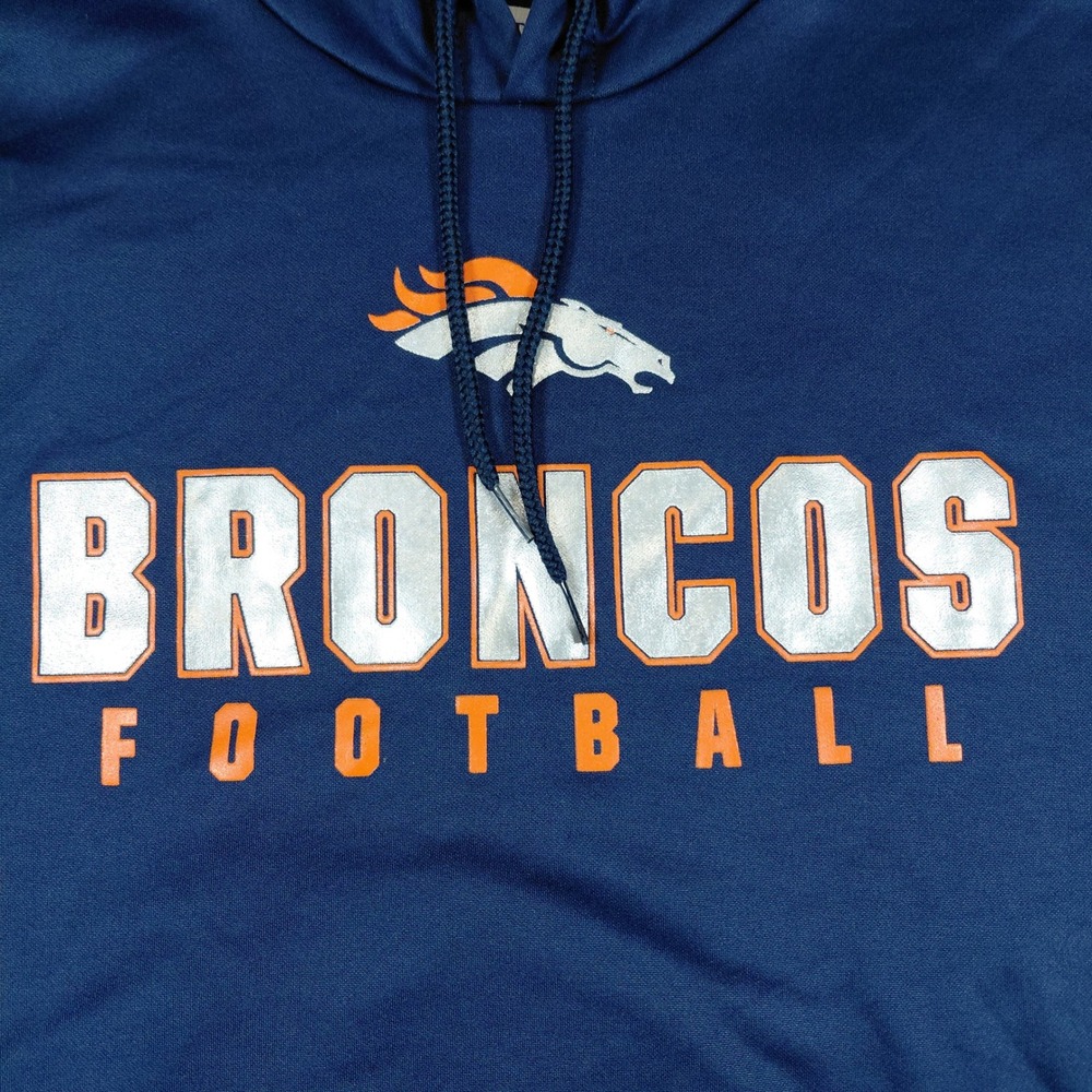 NFL Team Apparel Denver Broncos Football Hoodie Navy Blue XL TX3 Cool 2FJA - Picture 3 of 14